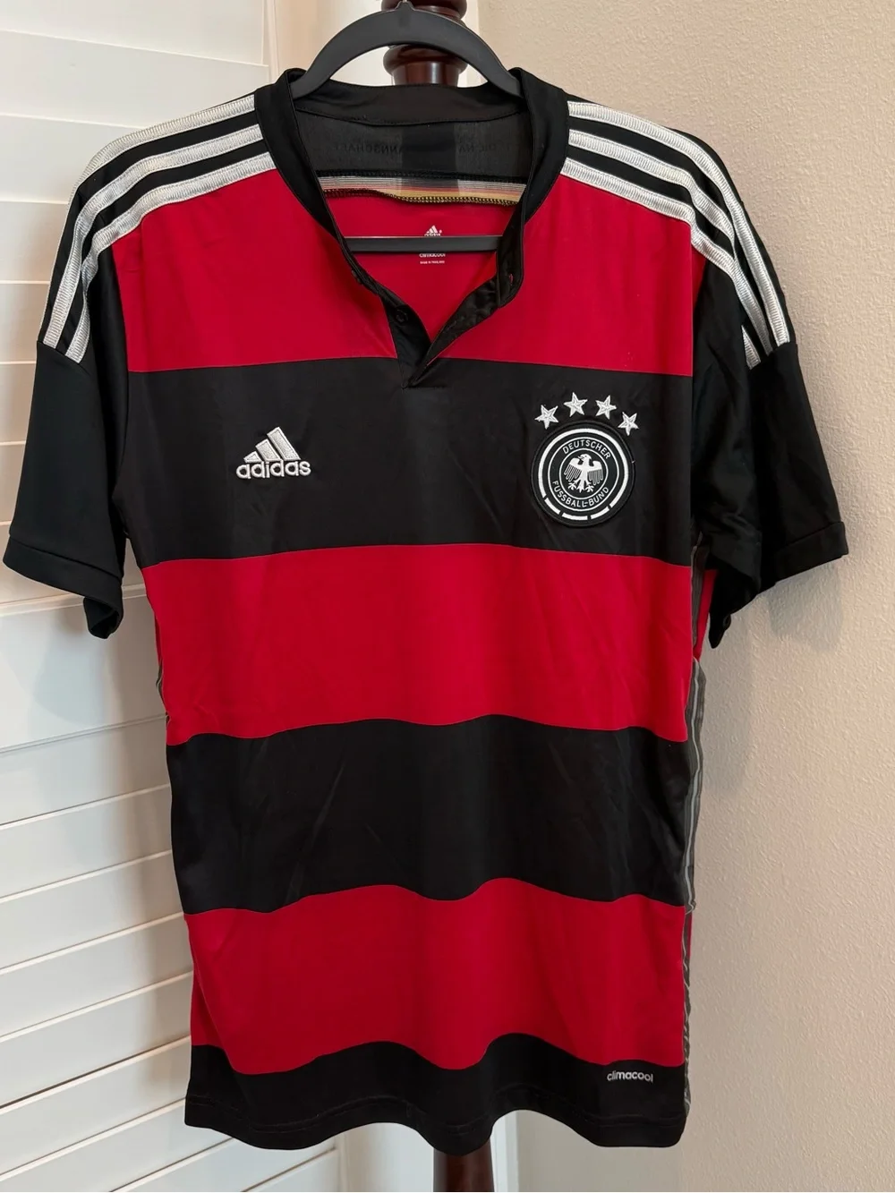adidas Men’s Black & Red Striped Football Jersey